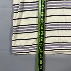 Forever 21 T Shirt Men Medium Beige Purple Striped Cotton Straight Hem Crew Neck