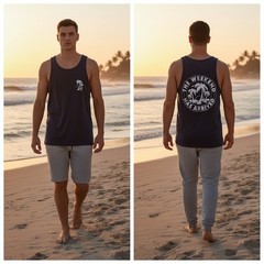Chubbies Mens The Relaxer Tank Top Navy Blue Graphic Palm Tree Small NWT 600231