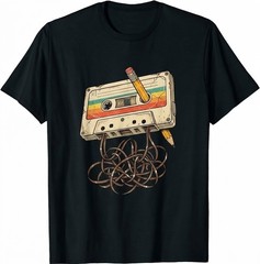 Retro Cassette Tape With Pencil 80s 90s Music Vintage Party T-Shirt