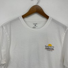 Hurley California T-Shirt Men’s Size L White Double Sided Logo Short Sleeve