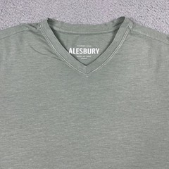 Alesbury Garment-Dyed V-Neck T-Shirt Mens Large Green Slub Short Sleeve Tee