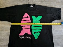 Vintage 80s Palm Beach Neon Puff Print Fish Tee Shirt Black L Single Stitch USA