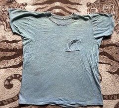 Vtg 1970s Fruit Of The Loom 2 Tone Pocket T-Shirt Hand Painted Bowling Sz M