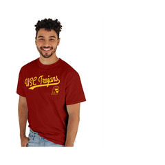 Blue 84 Mens Usc Trojans T-Shirt Cursive Team Color Team Color Medium