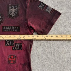 Extreme Couture T-Shirt Affliction Mens Red Burgundy Medium Skull Eagle Flag