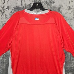 Nike Pro Dri-FIT Baseball Top Long Sleeve Gray Red Athletic Shirt Large