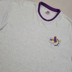 Vintage Fruit Of The Loom Shirt XL Gray Purple Cuff 90s USA Hair Stylist Barber