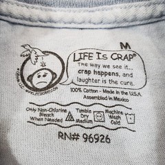 Life is Crap Tee Shirt Mens Medium Blue Graphic Without Wine Life is Crap Funny