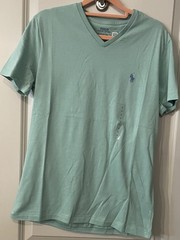 Polo Ralph Lauren V Neck T Shirt Men Green Classic Fit Size Small