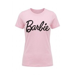 Barbie Mens Pink Graphic T-Shirt Script Logo Cotton Crew Neck MWBA03HMSC S NEW
