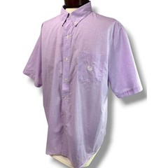 Size XXL Chaps Mens Easy Care Button Down Short Sleeve Orchid Plaid Shirt