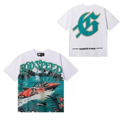 Summer New Style Skull Rock Band Letter Print Short-sleeved T-shirt GOD1