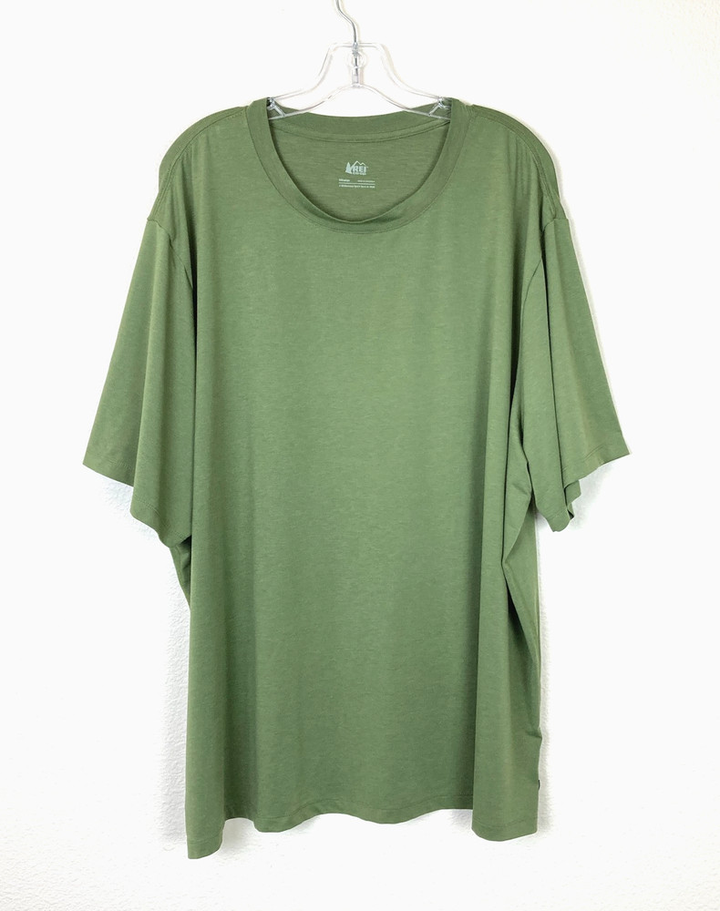 REI Co-op Men’s Athletic Tee Shirt Size 3XL Green Stretch Fabric Soft