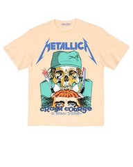 Sponsor Metallica Crash Course Cream Graphic T-Shirt Vintage Style Metal Retro