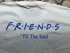 VTG 04” NBC Store FRIENDS Embroidered Logo TV Show Cast White T-Shirt Sz XL NWT