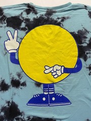 Alab T Shirt Mens Large Blue Black Tie Dye Graphic Alien Smiley Face Come Peace