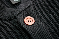 VTG STUSSY ~CARDIGAN~ RIBBED KNIT SWEATER L mock/shawl/neck/military/tour/gauge
