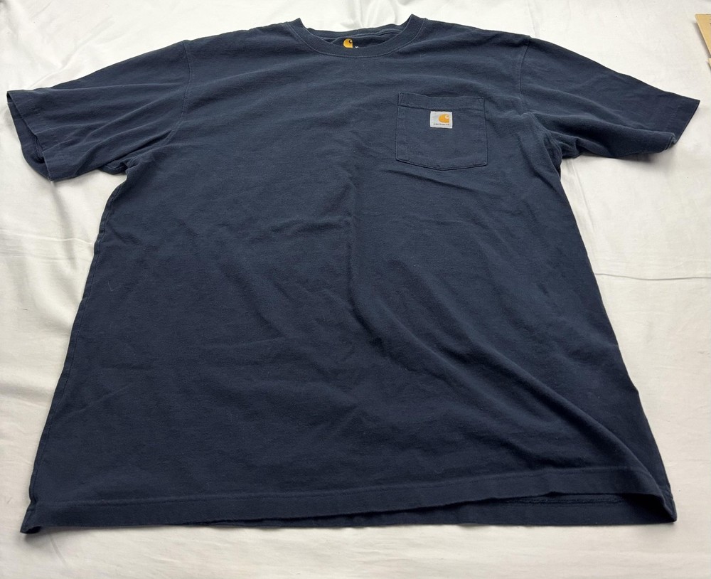 Carhartt Pocket Shirt Mens XL Blue Workwear Tee T-Shirt K87 Original Fit Logo