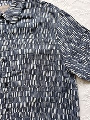 Seasalt Men’s Shirt Medium Blue Heron Short Sleeve Linen Collage Lines “Inkwell”