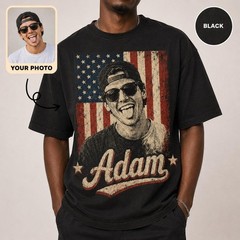 Custom Photo Patriotic Shirt Personalized USA Flag Portrait Tee