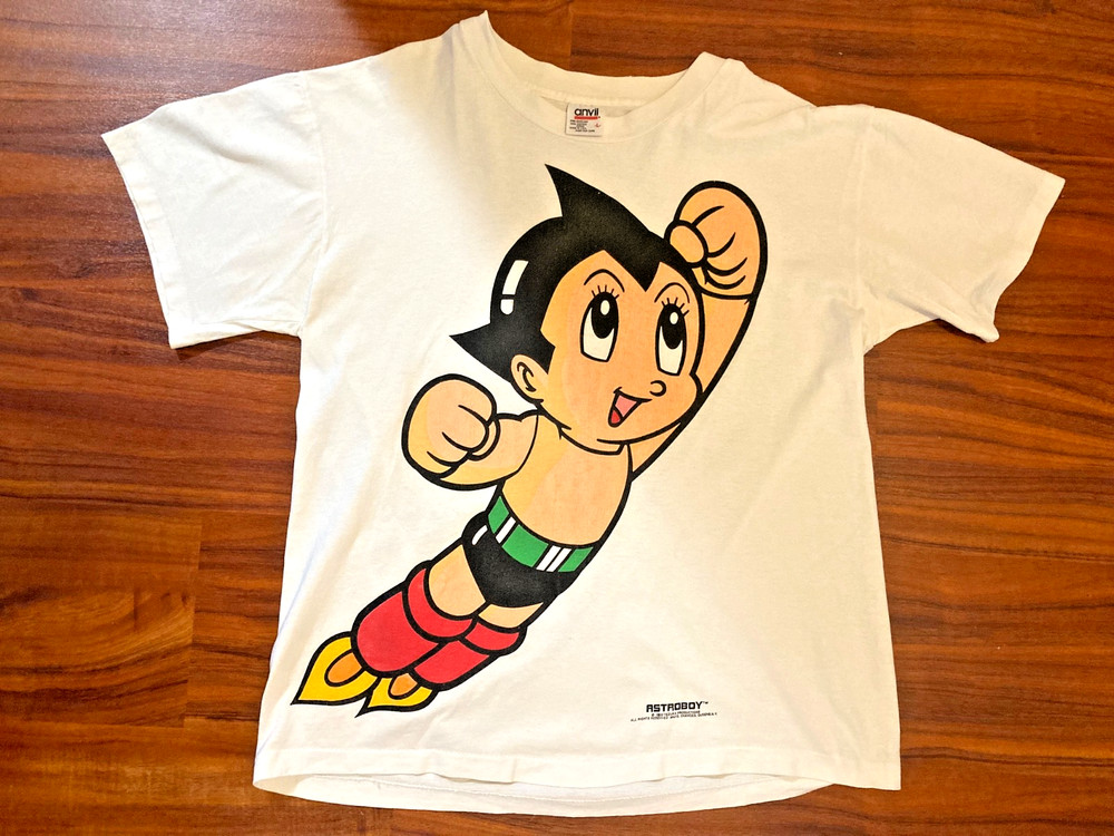 Mens Vintage Astro Boy T shirt large (Anvil ) Anime X Ray Back All Over Print