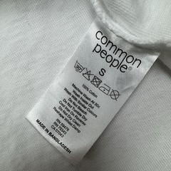 Common People Take a Hike Heavyweight Graphic Logo Tee Men’s S Crew Neck White