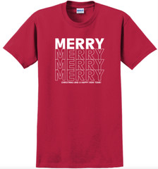 Merry Christmas Holiday T-Shirt Short Sleeve Graphic Tee Unisex apparel Text