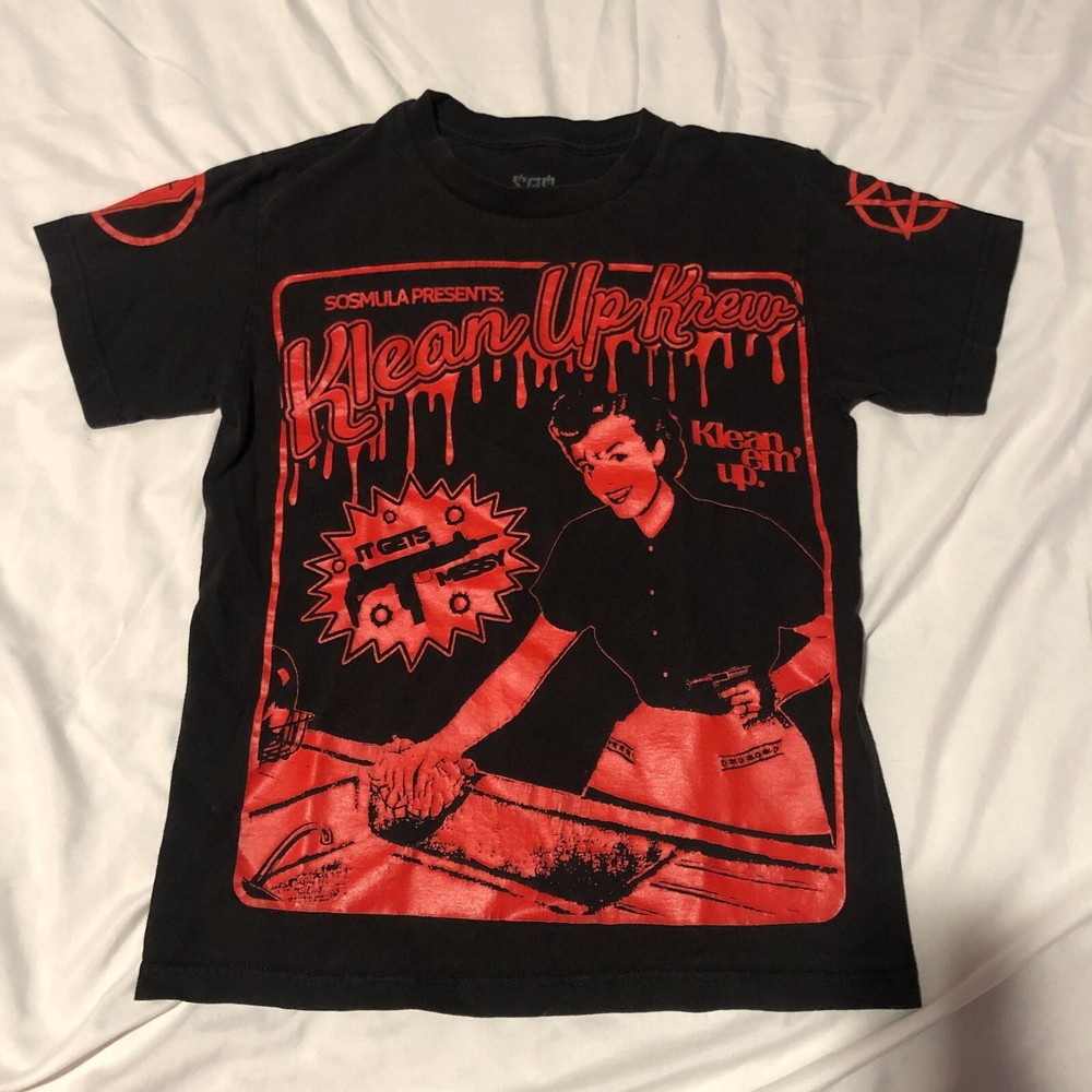 Sosmula Klean Up Krew City Morgue T-Shirt Zillakami RARE Rap Grunge Metal Sz. S