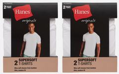 Hanes Originals Ultimate Men’s SuperSoft Crewneck Undershirt, White, 4-Pack L