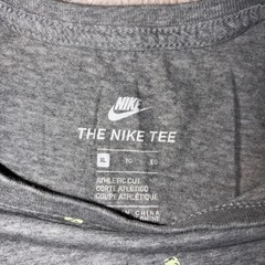 Nike Mens XL Athletic Cut T-Shirt Grey Neon Volt Tennis Ball Colorblock Logo Tee