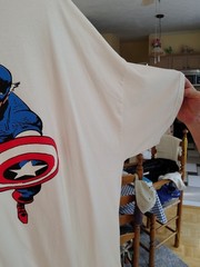 Captain America White T shirt 2XLT New And Never Used Large W/Long Length Marvel
