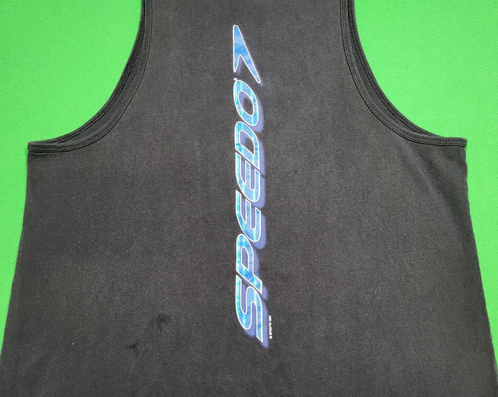 VINTAGE Speedo Men’s Size L Black Swimmer Swimming Tank Top Made In USA