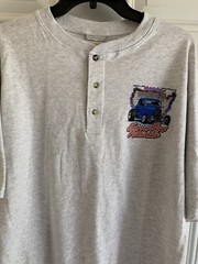 Anvil Henley TShirt Men’s L 40th Street Rod Nationals Car Show Gray Short Sleeve