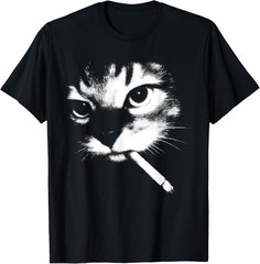 Smoking Cat Meme Funny Cigarette Kitty Gen Z T-Shirt unisex Tee