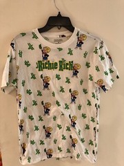 Richie Rich Money Logo Graphic T-Shirt Size M Dollar Sign Green Cartoon EUC