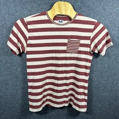 Adolfo Dominguez Mens Striped Pocket T-Shirt Red White Large Short Sleeve
