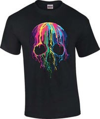 Liquid Blue Neon Melting Skull Neon Skull Dripping Party T-Shirt