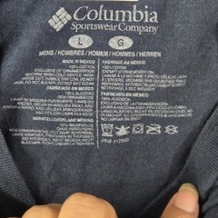 Columbia Men Shirt L Navy Graphic Truck Flag Outdoor Logo Short Sleeve
