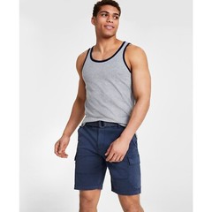 Sun + Stone Men’s Dyan Sleeveless Contrast Trim Tank Grey Heather M B4HP
