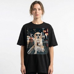 Golden Retriever Shades Cold Brew Neon Street Unisex T-Shirt Funny Dog Lover Tee