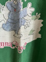 1975 True Vintage Fran Mar Wanna Play? Waterprint Vintage Tee Shirt Green 70’s