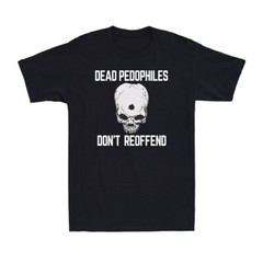 Dead Pedophiles Don’t Reoffend Funny Skull Bullet Hole Vintage Men’s T-Shirt