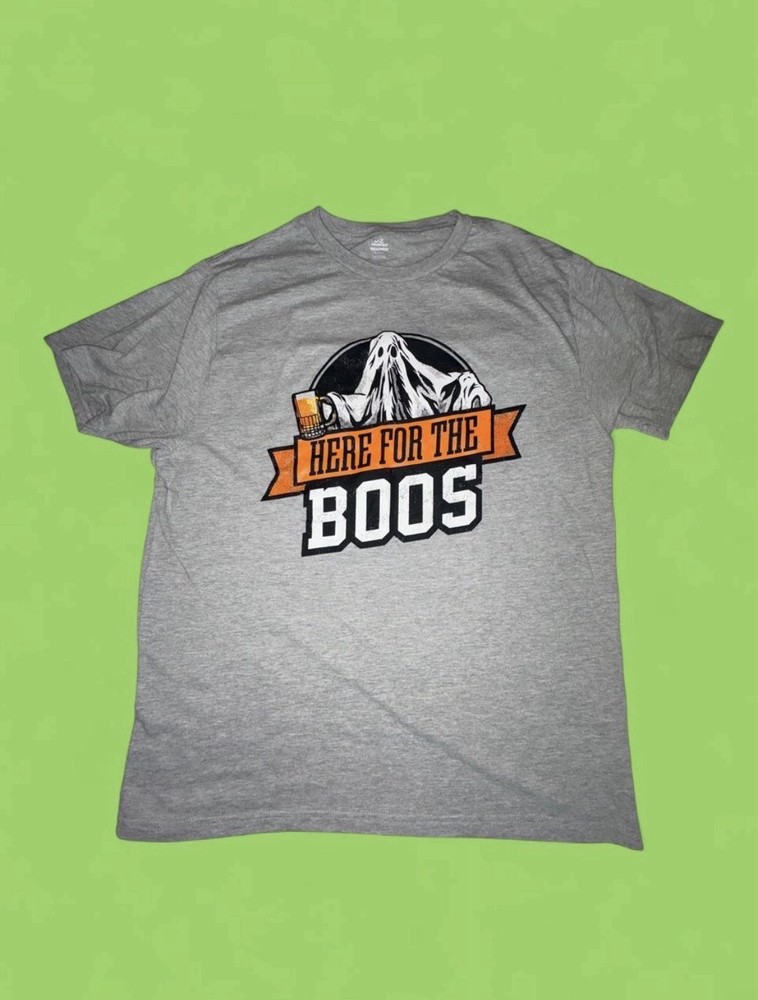 Men’s Halloween Ghost Graphic Tee Light Gray Size L