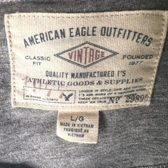 American Eagle Outfitters Vintage Shirt Henley Gray Men L Buttons Logo Soft Feel