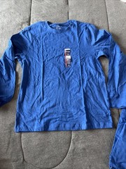 BRAND NEW ” GEORGE ” MEN’S SOLID Blue COTTON LONG SLEEVE T-SHIRT.” M