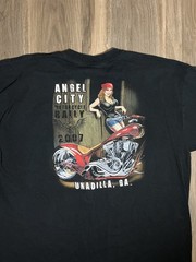 Y2K Angel City Four Seasons Motorcycle Rally Biker T-shirt Men’s Size XL Black