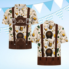 Mens Oktoberfest Lederhosen Polo German Bavarian Beer Costume Prost Shirt(S-5XL)