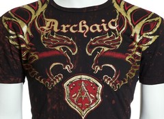 ARCHAIC by AFFLICTION Black Red RIDE IT Short Sleeve Slim Fit Y2K T-shirt NWT