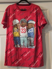 Michael Jordan Kobe Bryant LeBron James Legendary All Over Print, Red, RARE, LG