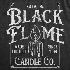 Mens Black Flame Candle Co T Shirt Funny Spooky Halloween Candles Company Tee